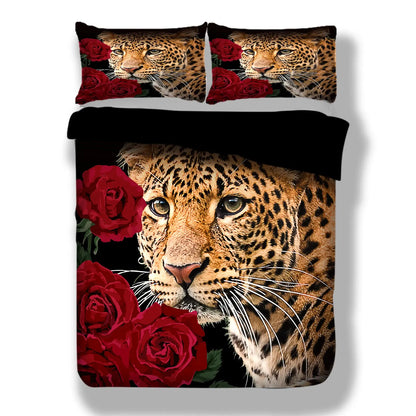 Leopard Rose Noir Quilt / Doona / Duvet Cover set