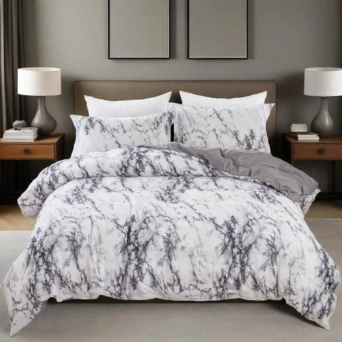 Gray Marbled Como Serenity Quilt / Doona / Duvet Cover set