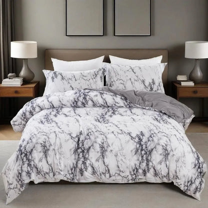 Gray Marbled Como Serenity Quilt / Doona / Duvet Cover set