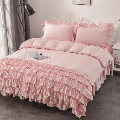 Multi Ruffled Bellagio Willow Quilt / Doona / Duvet Cover set