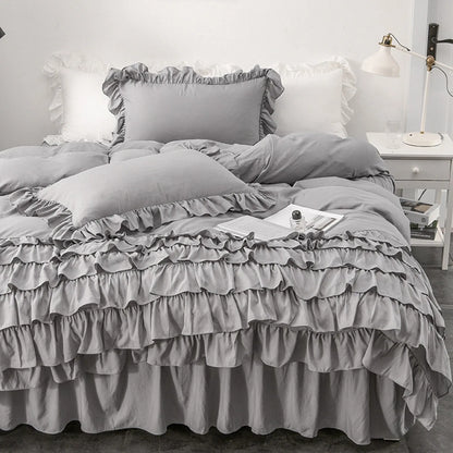 Multi Ruffled Geneva Charm Quilt / Doona / Duvet Cover set