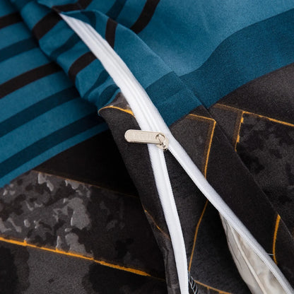 Marble Teal Nero Chevron Luxe Quilt / Doona / Duvet Cover set