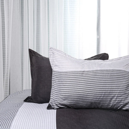 Gray Striped Cannes Gallery Quilt / Doona / Duvet Cover set