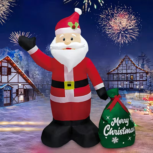 1.2M Festive Glow Christmas Santa Gift Inflatable Outdoor Decoration with LED Lights