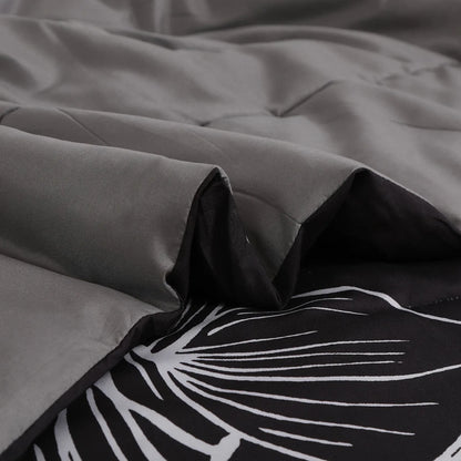 Black Purple Hibiscus Bloom Comforter Quilted Doona Set