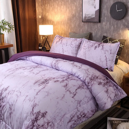 Purple Marble Whisper Comforter Quilted Doona Set