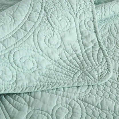 100% Cotton Embossed Aqua Medallion Serenity Coverlet Bedspread Set
