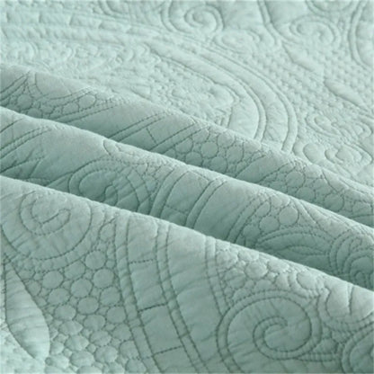 100% Cotton Embossed Aqua Medallion Serenity Coverlet Bedspread Set