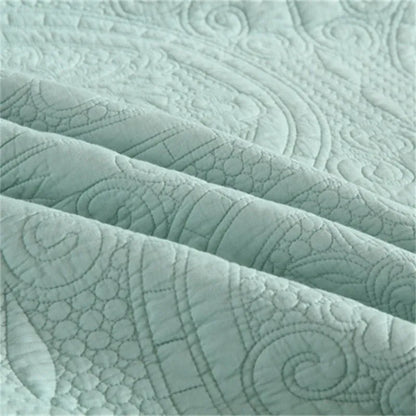 100% Cotton Embossed Aqua Medallion Serenity Coverlet Bedspread Set