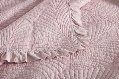 100% Cotton Embossed Blush Rose Coverlet Bedspread Set