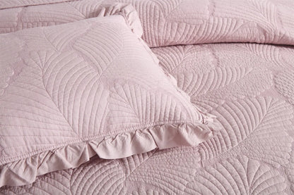 100% Cotton Embossed Blush Rose Coverlet Bedspread Set