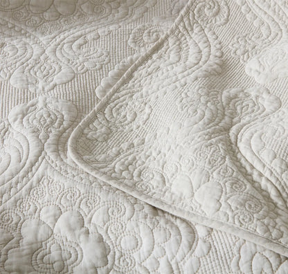 100% Cotton Embossed Ivory Floral Grace Coverlet Bedspread Set