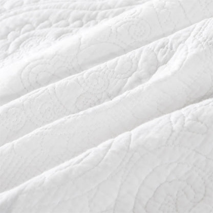 100% Cotton Embossed White Opal Coverlet Bedspread Set