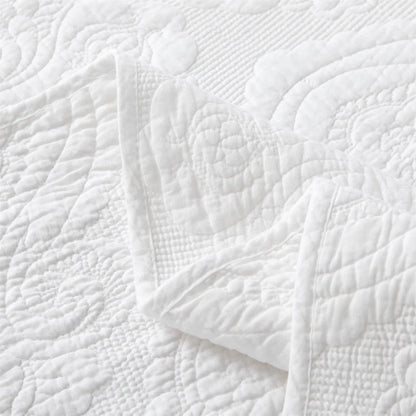 100% Cotton Embossed White Opal Coverlet Bedspread Set