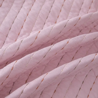 100% Cotton Embossed Pink Stripe Serenity Coverlet Bedspread Set