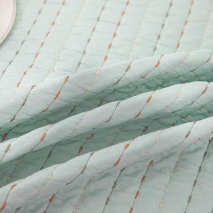 100% Cotton Embossed Mint Stripe Elysian Coverlet Bedspread Set
