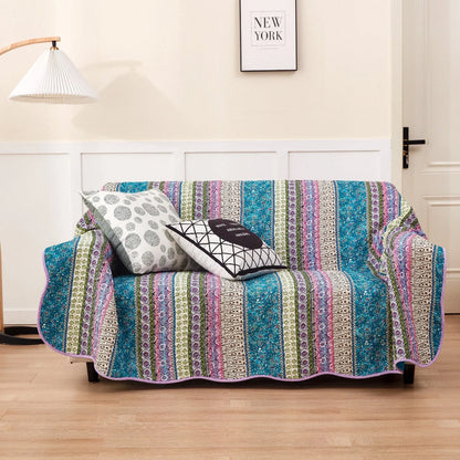 100% Cotton Violet Lagoon Floral Stripe Coverlet Bedspread Set