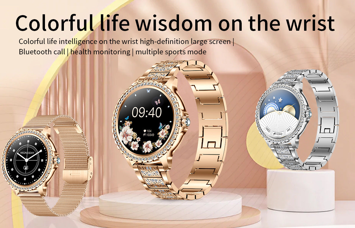 Elegant Women's Smartwatch,HD Touchscreen, Bluetooth Calls, Health Monitoring(Silver)