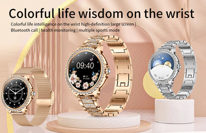 Elegant Women's Smartwatch,HD Touchscreen, Bluetooth Calls, Health Monitoring(Silver)