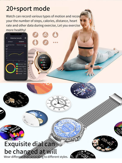 Elegant Women's Smartwatch,HD Touchscreen, Bluetooth Calls, Health Monitoring(Black Thin Steel Strip)
