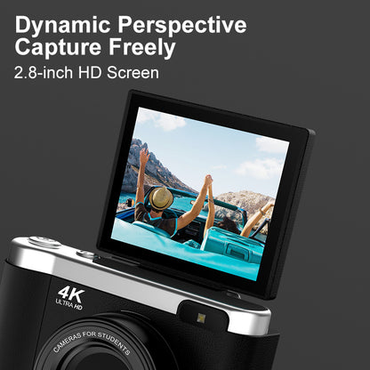 4K Ultra HD Digital Camera - 75MP, 2.8-inch Rotatable Screen, Auto Focus & Built-in Flash(pink)
