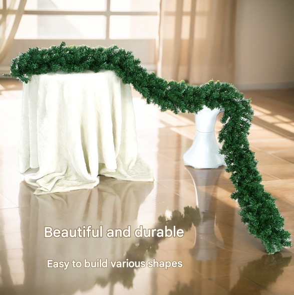 Classic Green Lush Artificial Christmas Garland - 2.7m Green Pine Vine with 280 Tips for Holiday Decor