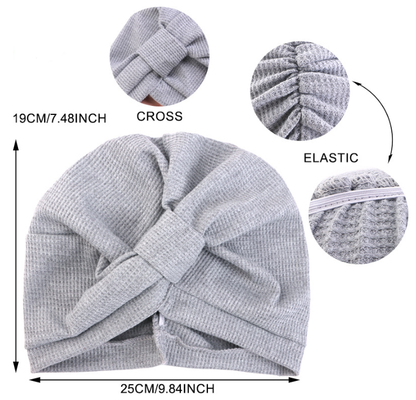 Green 3 Pack Women's Cotton Waffle Knit Turban Headwrap - Thickened Indian Style Beanie Cap - One Size Fits All for Australian Daily Wear