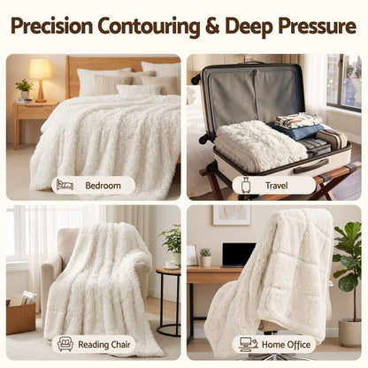 Giselle Faux Fur Weighted Blanket 2 Sided Long Pile Sherpa Reverse Cream 6.8KG 120 x 180cm