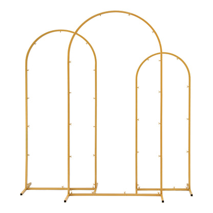 Wedding Arch Backdrop Stand Set of 3 Gold Metal Wedding Arched Frame, Easy to Assemble, Stable Balloon Arch Standfor Wedding, Baby Shower, Party Decoration