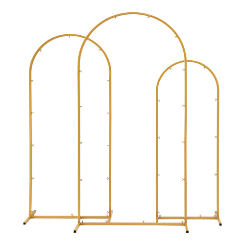 Wedding Arch Backdrop Stand Set of 3 Gold Metal Wedding Arched Frame, Easy to Assemble, Stable Balloon Arch Standfor Wedding, Baby Shower, Party Decoration