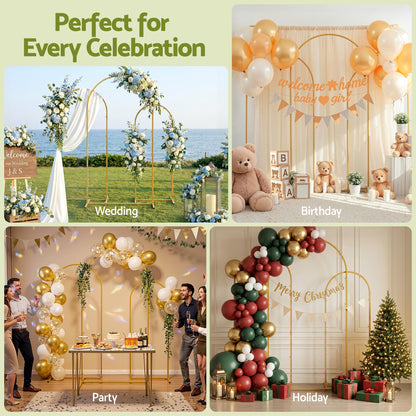 Wedding Arch Backdrop Stand Set of 3 Gold Metal Wedding Arched Frame, Easy to Assemble, Stable Balloon Arch Standfor Wedding, Baby Shower, Party Decoration