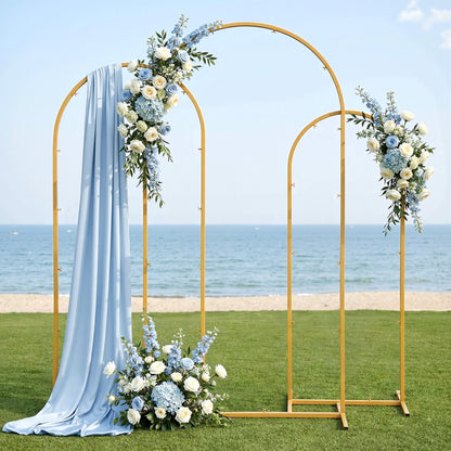 Wedding Arch Backdrop Stand Set of 3 Gold Metal Wedding Arched Frame, Easy to Assemble, Stable Balloon Arch Standfor Wedding, Baby Shower, Party Decoration