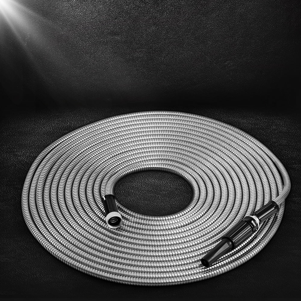 Giantz Water Hose Stainless Steel 30M with Spray Nozzle