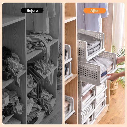 Artiss 5 Pack Stackable Plastic Storage Foldable Closet Organizers