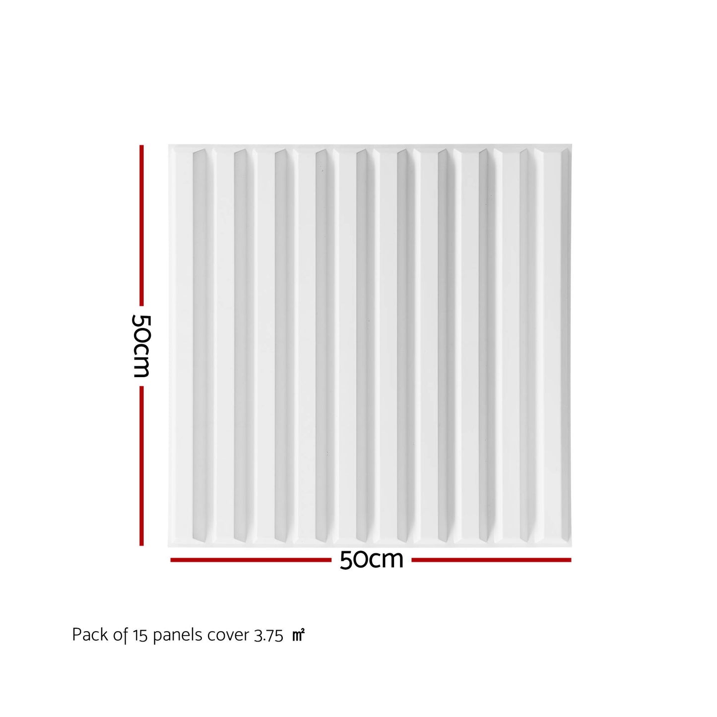Artiss 3D Wall Panels Vertical PVC Decorative Panels 50x50cm Set of 15 Feature Wall Vert