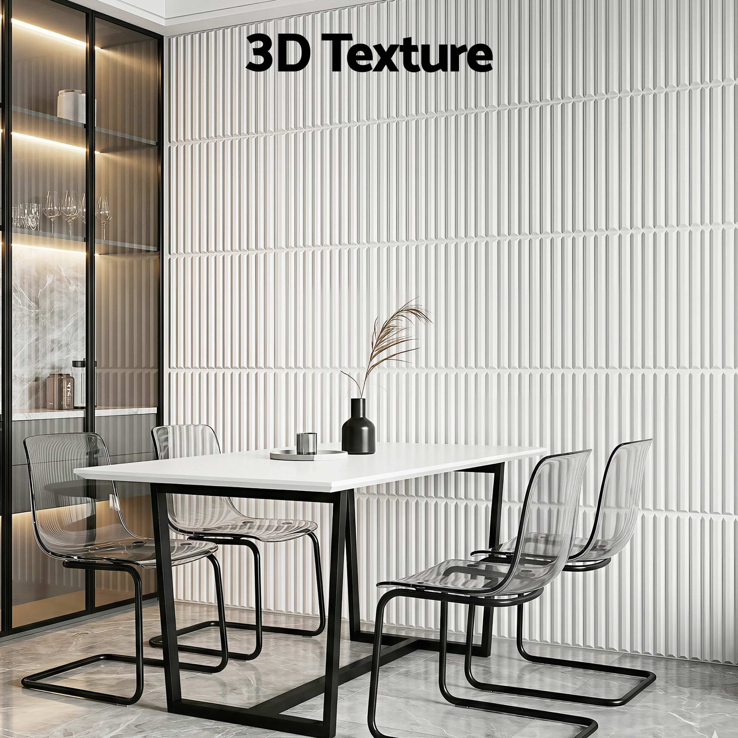 Artiss 3D Wall Panels Vertical PVC Decorative Panels 50x50cm Set of 15 Feature Wall Vert