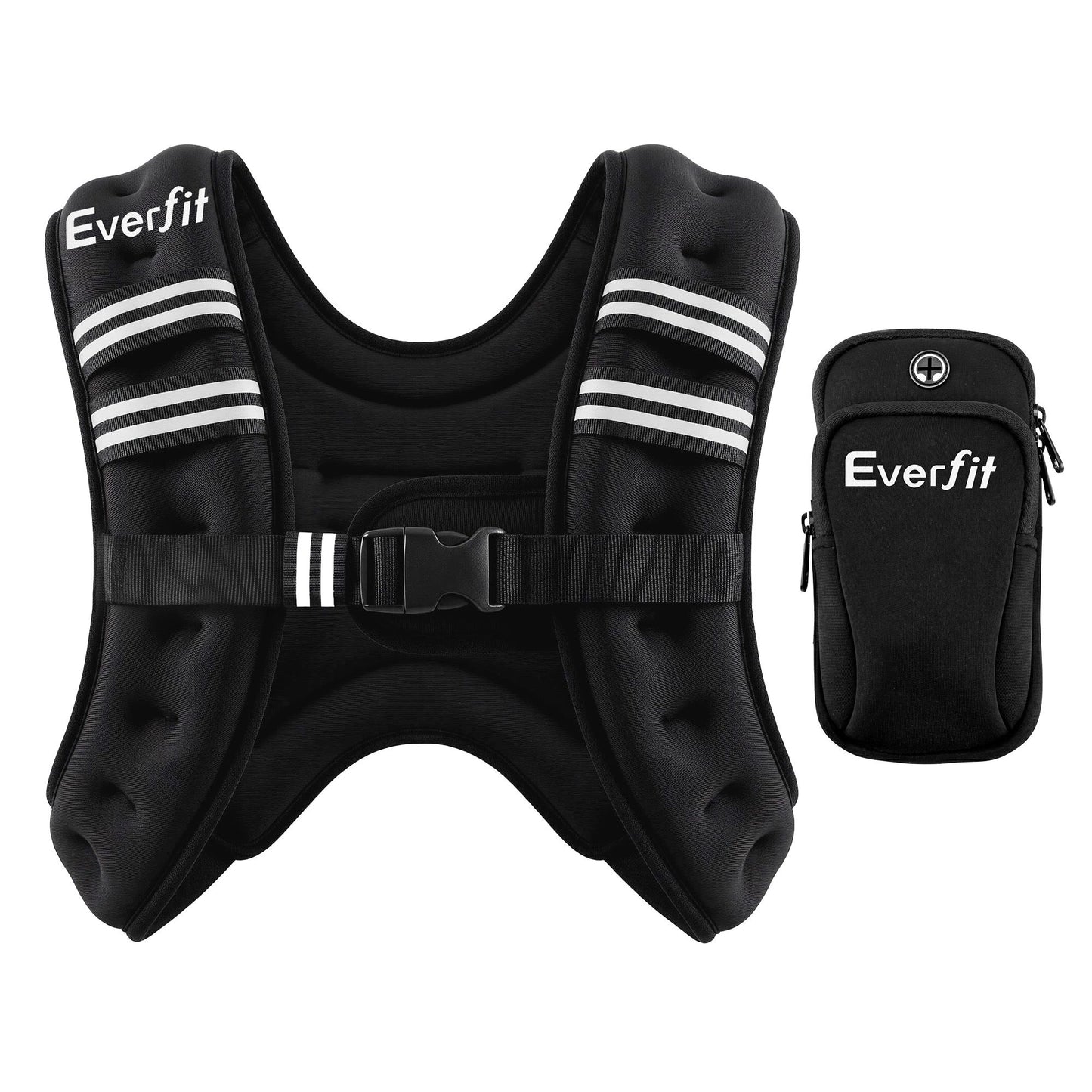 Everfit 5kg Weighted Vest Men Women, Reflective Running Vest with Armband Pouch