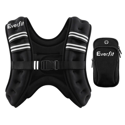 Everfit 5kg Weighted Vest Men Women, Reflective Running Vest with Armband Pouch