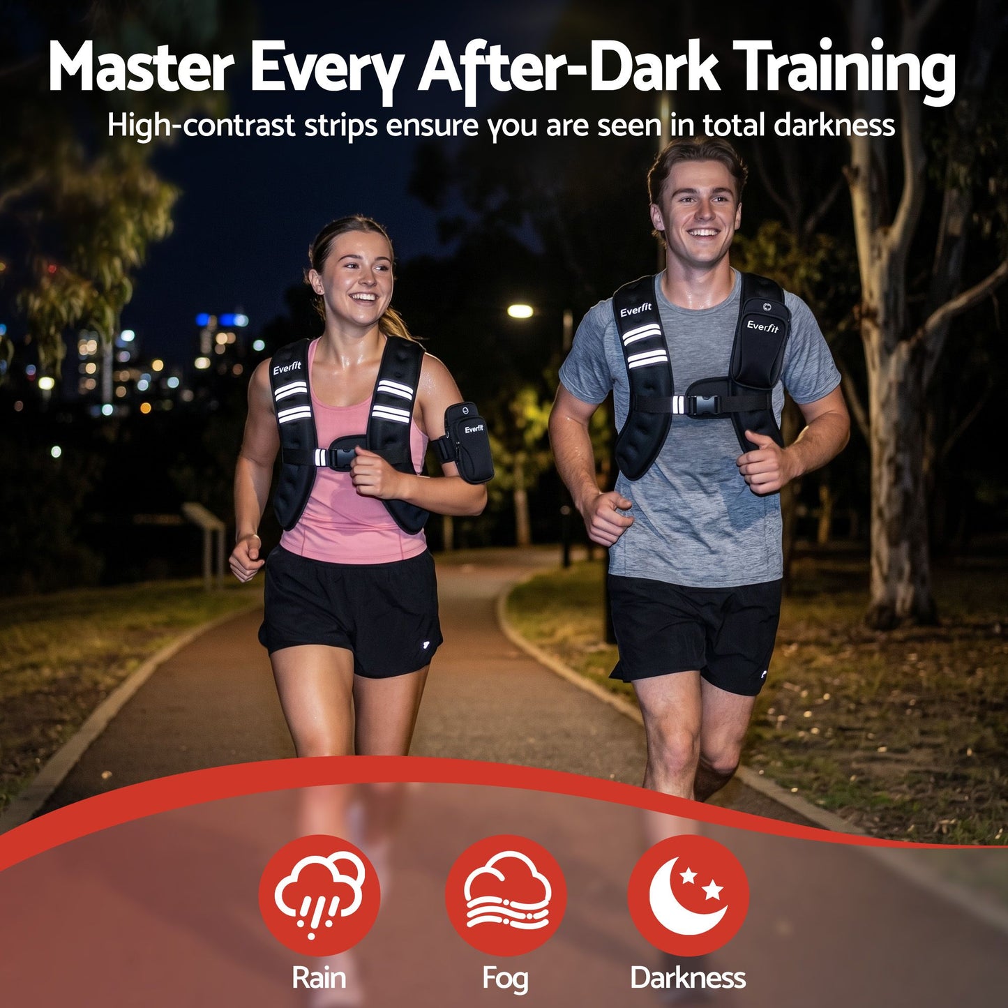 Everfit 10kg Weighted Vest Men Women, Reflective Running Vest with Armband Pouch