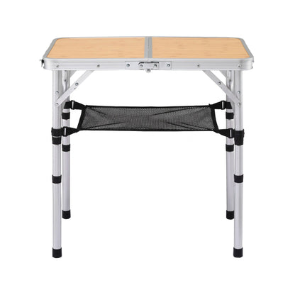 Weisshorn Folding Camping Table Adjustable Aluminium 60 x 40 cm Wood Grain