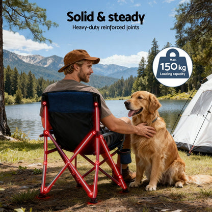 Weisshorn Camping Chair Folding Outdoor Portable Seat Lightweight Beach Picnic Fishing Capacity 120KG Navy Blue