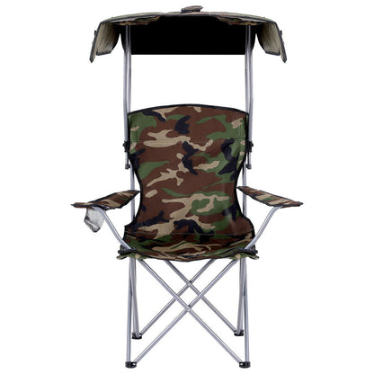 Weisshorn Camping Chair With Canopy Folding Outdoor Portable Seat Lightweight Beach Picnic Fishing Capacity 120KG Army Green