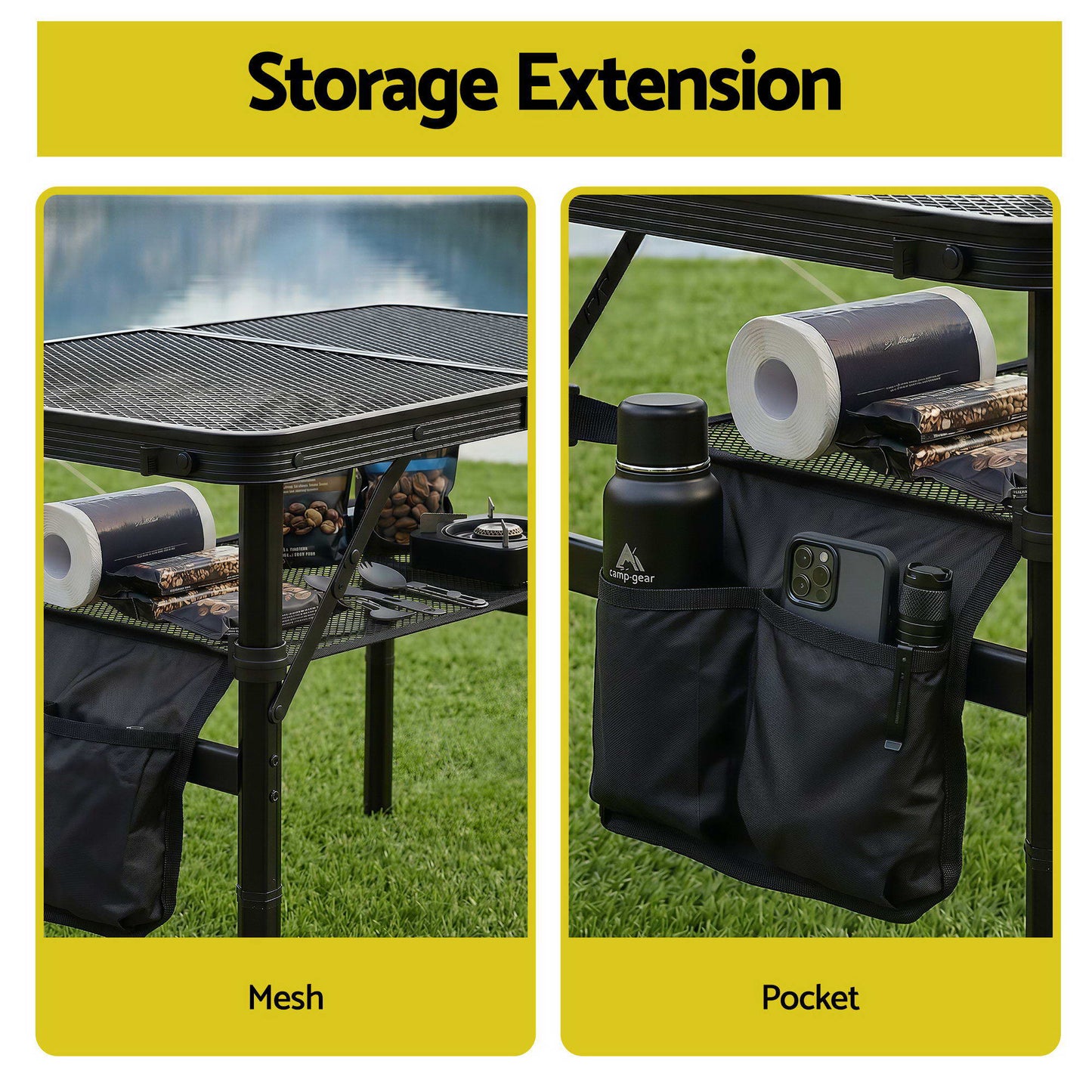 Gardeon BBQ Camp Table, 60*40*56 Portable Foldable Lightweight Grill Outdoor Metal Table 2.5kg