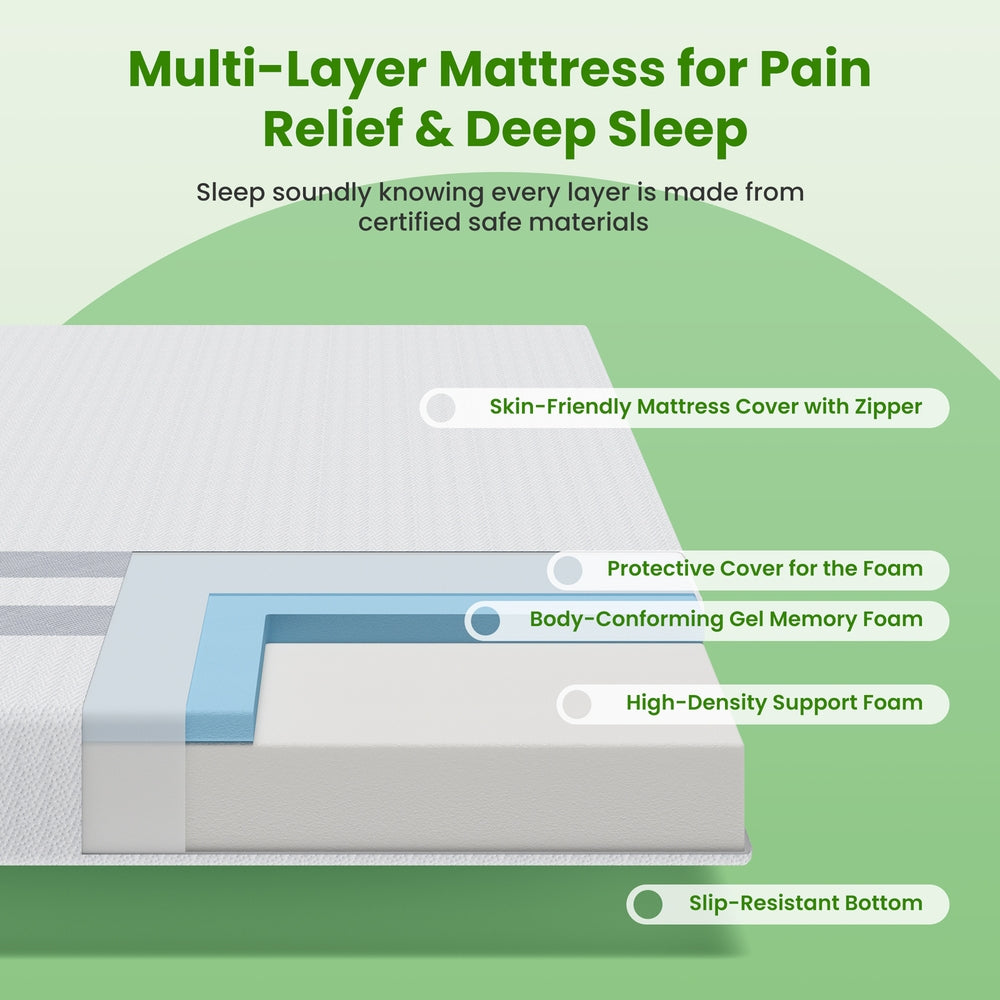 BedStory Single Memory Foam Mattress 20cm Cooling Gel Foam Mattress in a Box Medium Soft Feel