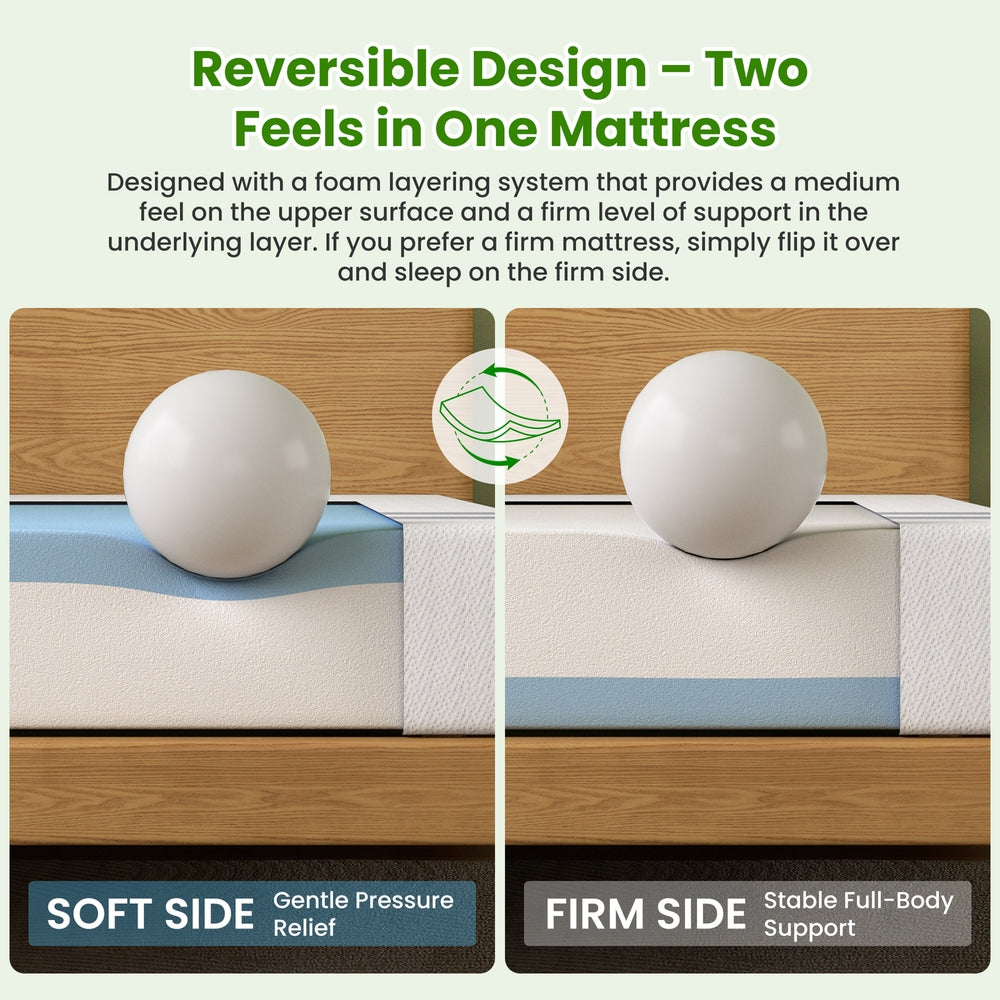 20cm Single Reversible Gel Memory Foam Mattress BedStory Medium Soft & Firm