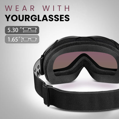 OutdoorMaster OTG Ski Goggles - Over Glasses Ski/Snowboard Goggles for Men, Women & Youth - 100% UV Protection-OM-5