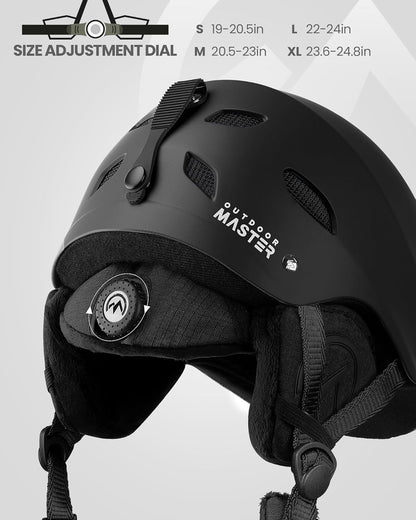 OutdoorMaster Kelvin Ski Helmet - with ASTM Certified Safety, 9 Options - for Men, Women & Youth-White,Large