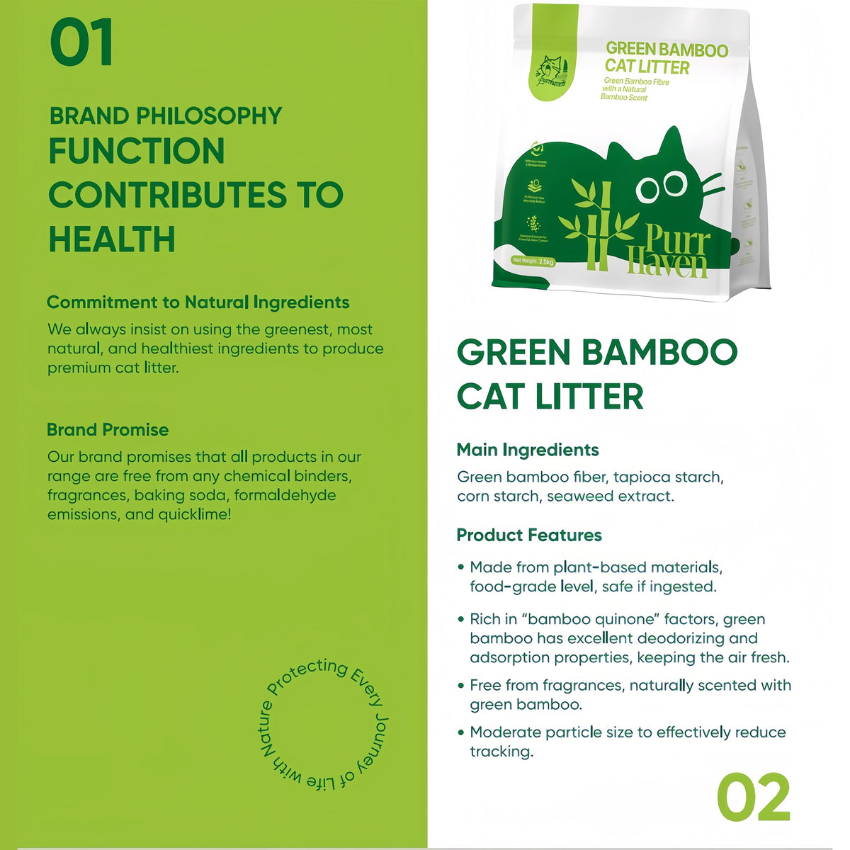 PurrHaven Bamboo Clumping Cat & Kitty Litter, 30kg 12 Pack,Dust Free,Natural Flusable,Easy to Clean,Odour Neutraliser,Rapid Liquid Absorption,Non-Toxic Formula