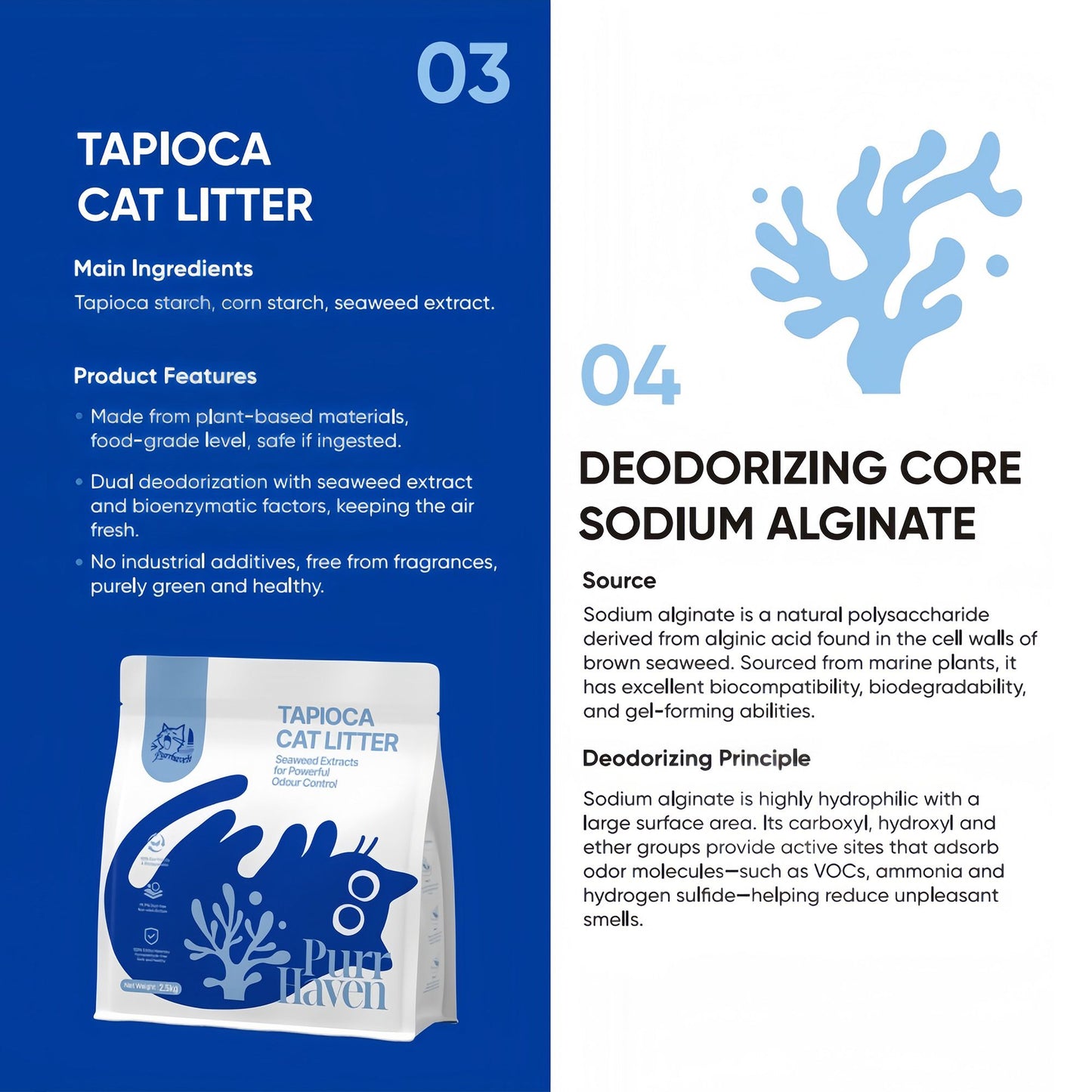 PurrHaven Tapioca Clumping Cat & Kitty Litter, 7.5kg (3 Pack),Dust Free,Multi-Cat,Easy to Clean,Odour Neutraliser,Rapid Liquid Absorption,Non-Toxic Formula