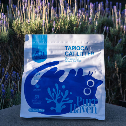 PurrHaven Tapioca Clumping Cat & Kitty Litter, 7.5kg (3 Pack),Dust Free,Multi-Cat,Easy to Clean,Odour Neutraliser,Rapid Liquid Absorption,Non-Toxic Formula
